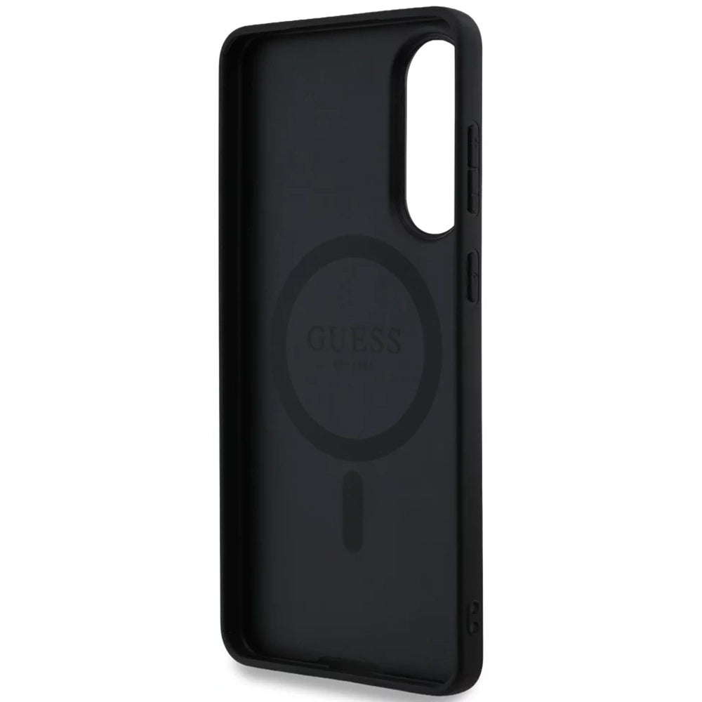 Custodia MagSafe per Samsung Galaxy S25 Edge S937, Guess, 4G Ring Classic Logo, Nera