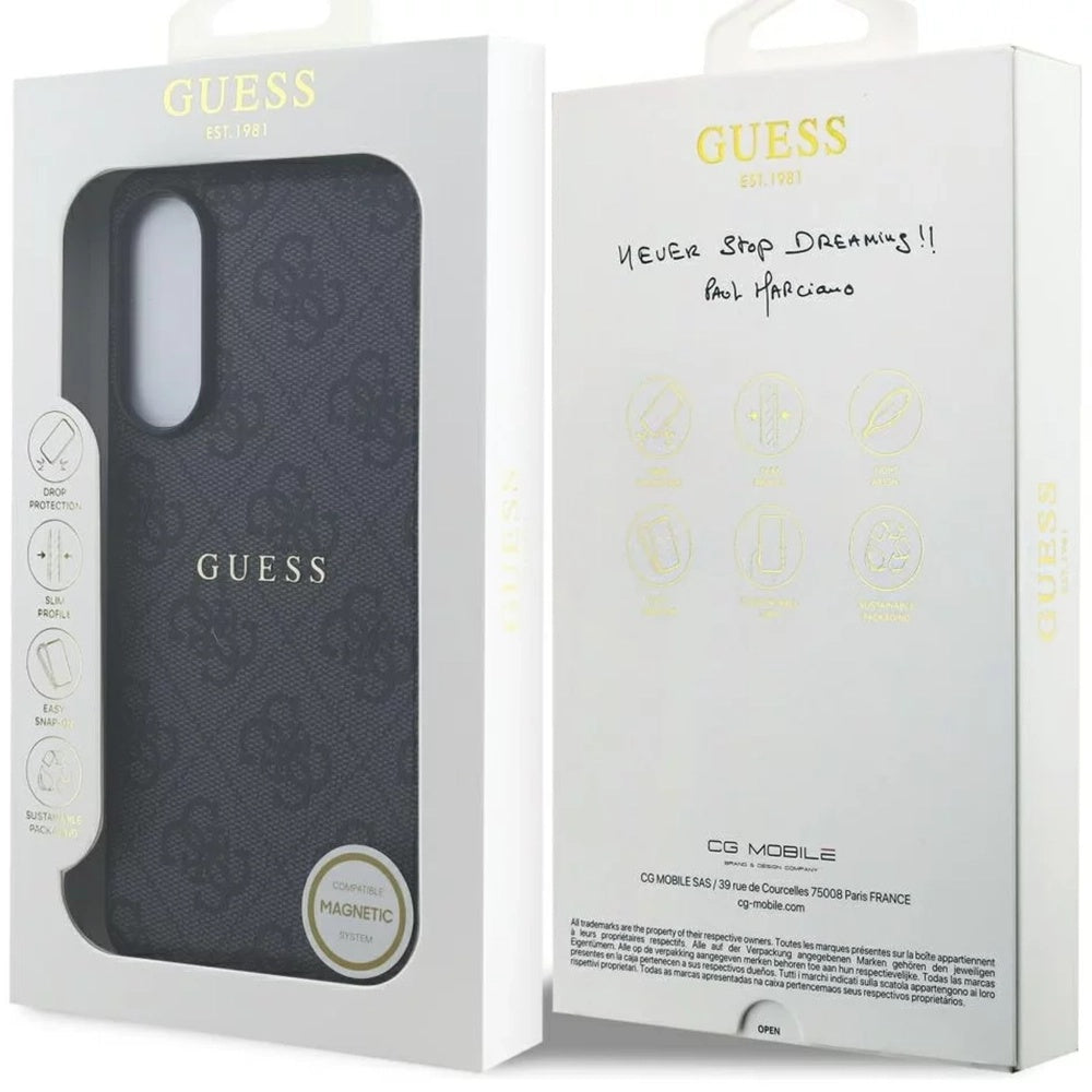 Custodia MagSafe per Samsung Galaxy S25 Edge S937, Guess, 4G Ring Classic Logo, Nera