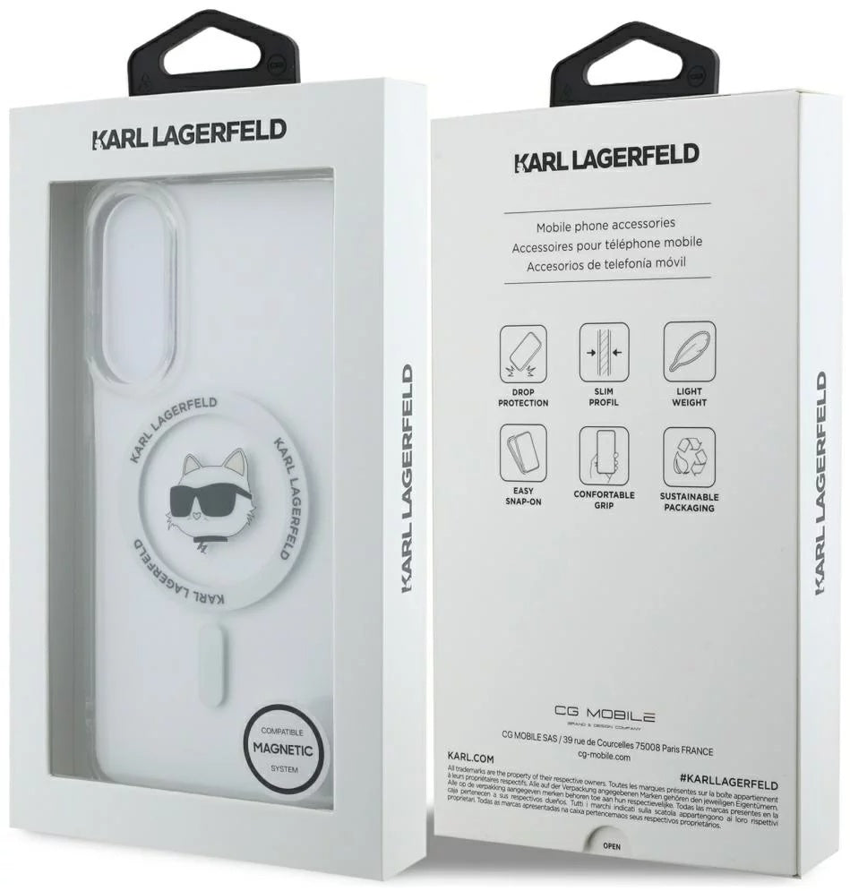 Custodia MagSafe per Samsung Galaxy S25 Edge S937, Karl Lagerfeld, IML Choupette's Head, Bianca.
