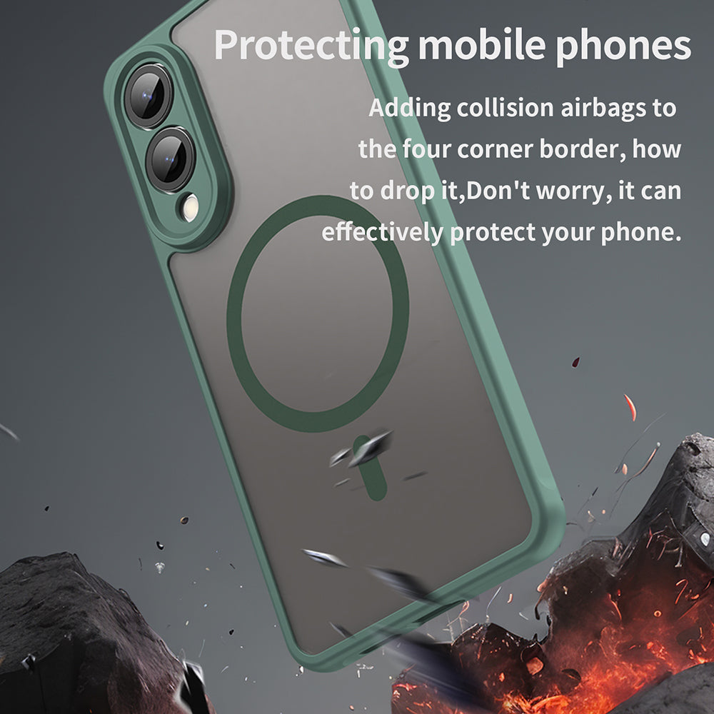 Custodia MagSafe per Samsung Galaxy S25 Edge S937, Techsuit, HaloFrost II, Verde