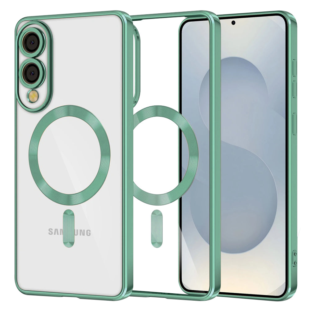 Custodia MagSafe per Samsung Galaxy S25 Edge S937, Techsuit, Luxury Crystal, Verde Chiaro