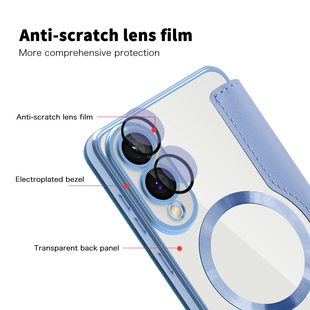 Custodia MagSafe per Samsung Galaxy S25 Edge S937, Techsuit, SmartMag Book, Blu