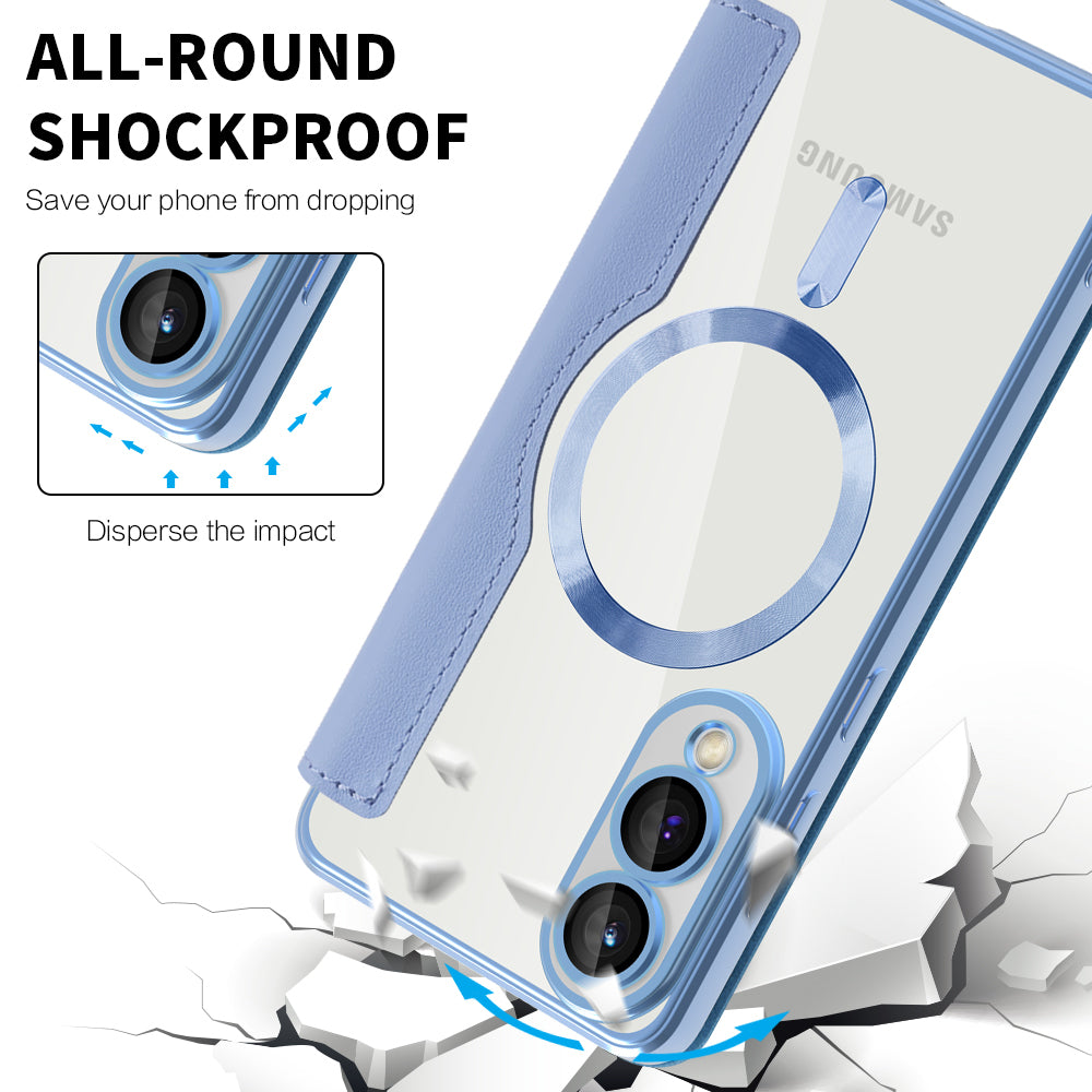 Custodia MagSafe per Samsung Galaxy S25 Edge S937, Techsuit, SmartMag Book, Blu