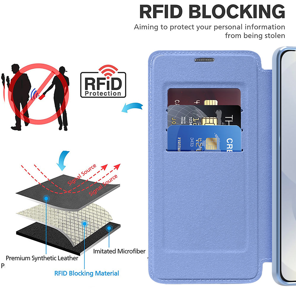 Custodia MagSafe per Samsung Galaxy S25 Edge S937, Techsuit, SmartMag Book, Blu