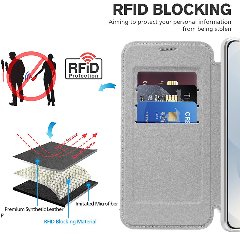 Custodia MagSafe per Samsung Galaxy S25 Edge S937, Techsuit, SmartMag Book, Grigio
