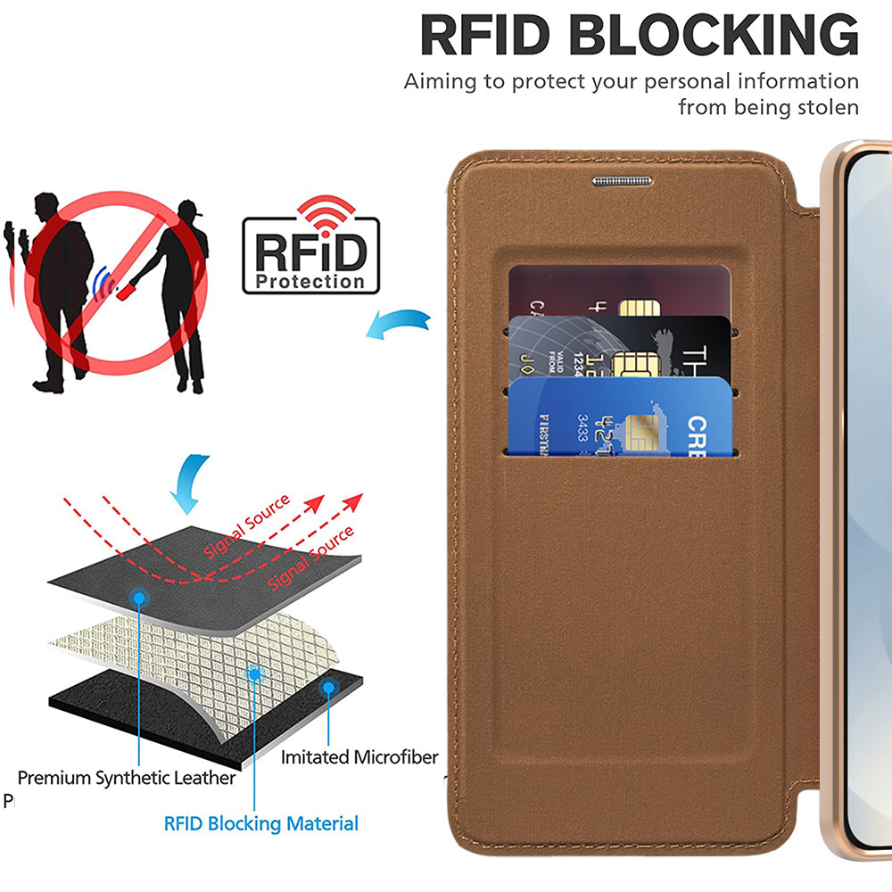 Custodia MagSafe per Samsung Galaxy S25 Edge S937, Techsuit, SmartMag Book, Marrone