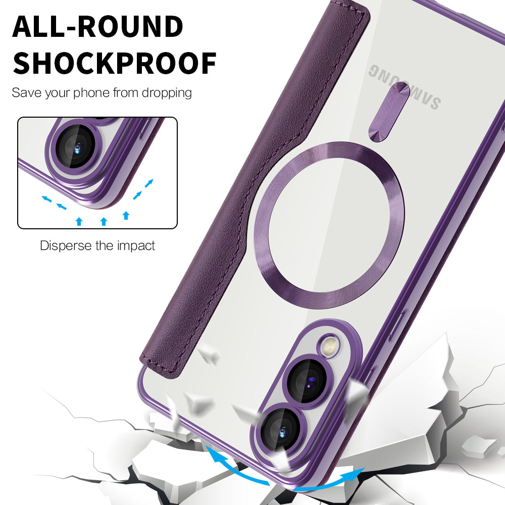 Custodia MagSafe per Samsung Galaxy S25 Edge S937, Techsuit, SmartMag Book, Viola