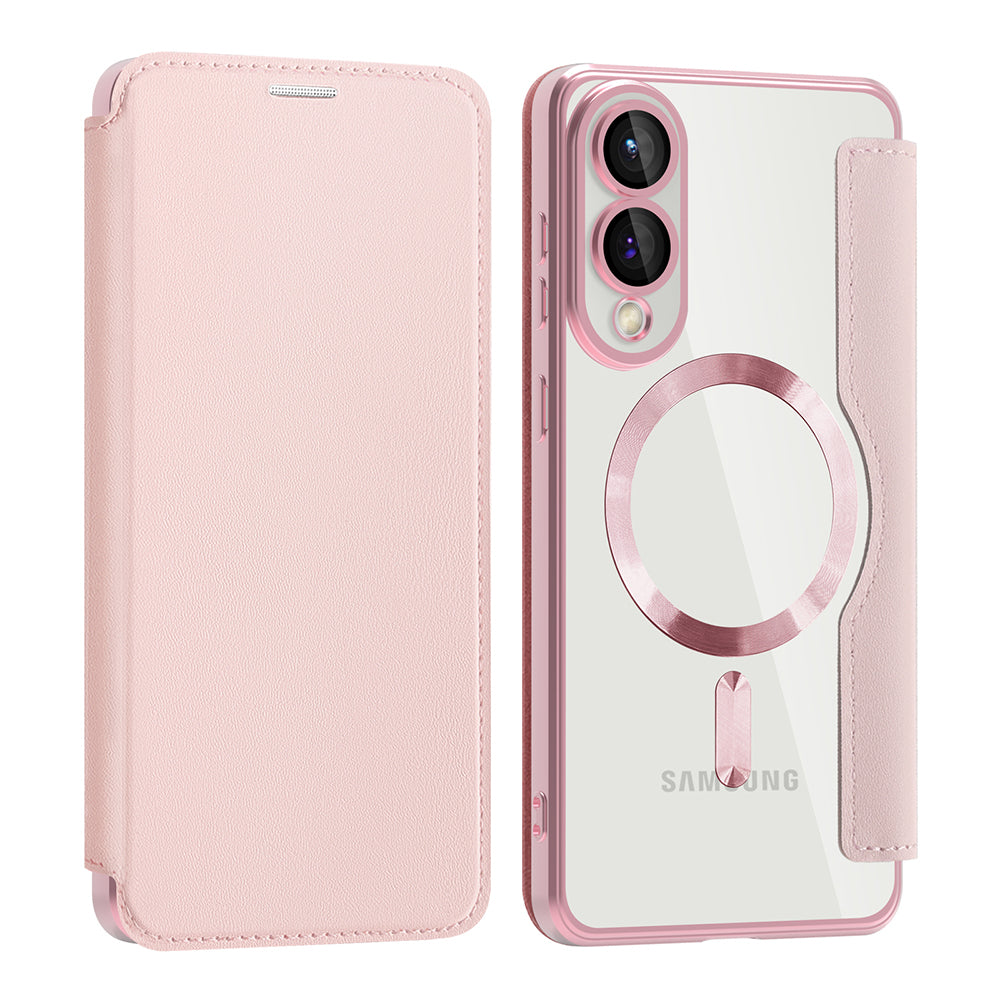 Custodia MagSafe per Samsung Galaxy S25 Edge S937, Techsuit, SmartMag Book, Rosa