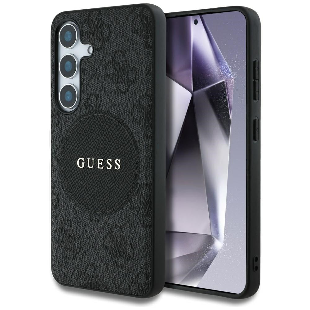 Custodia MagSafe per Samsung Galaxy S25+ S936, Guess, 4G Circle Classic Logo, Nera