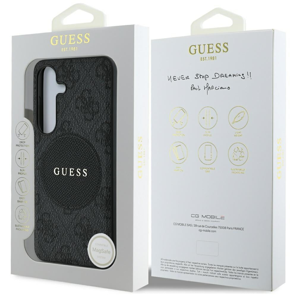 Custodia MagSafe per Samsung Galaxy S25+ S936, Guess, 4G Circle Classic Logo, Nera