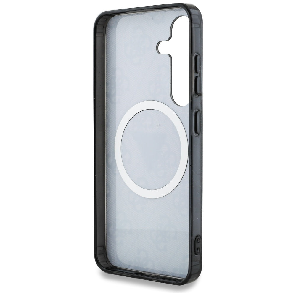 Custodia MagSafe per Samsung Galaxy S25+ S936, Guess, IML Glitter 4G Circle Triangle, Nera