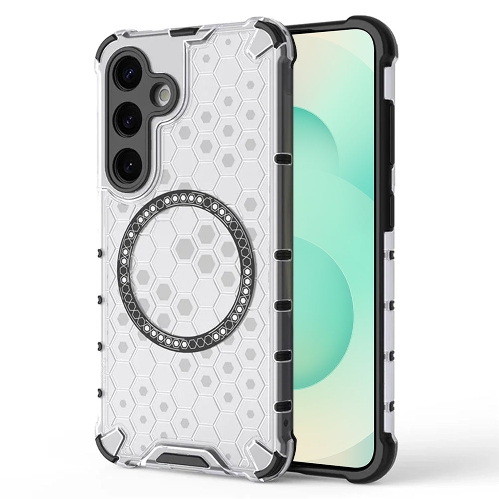 Custodia MagSafe per Samsung Galaxy S25+ S936, Techsuit, HoneyComb Shield, Bianca