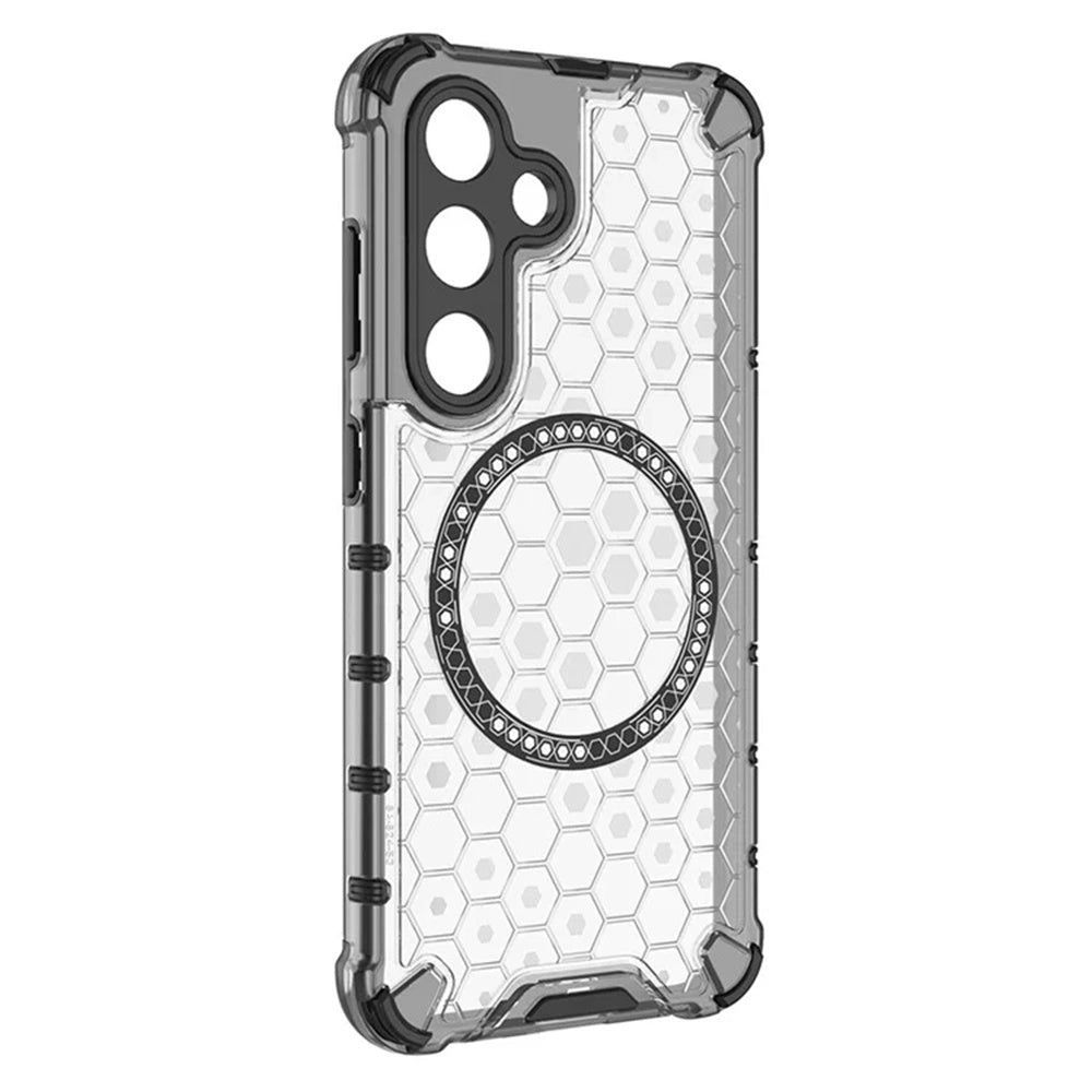 Custodia MagSafe per Samsung Galaxy S25+ S936, Techsuit, HoneyComb Shield, Bianca