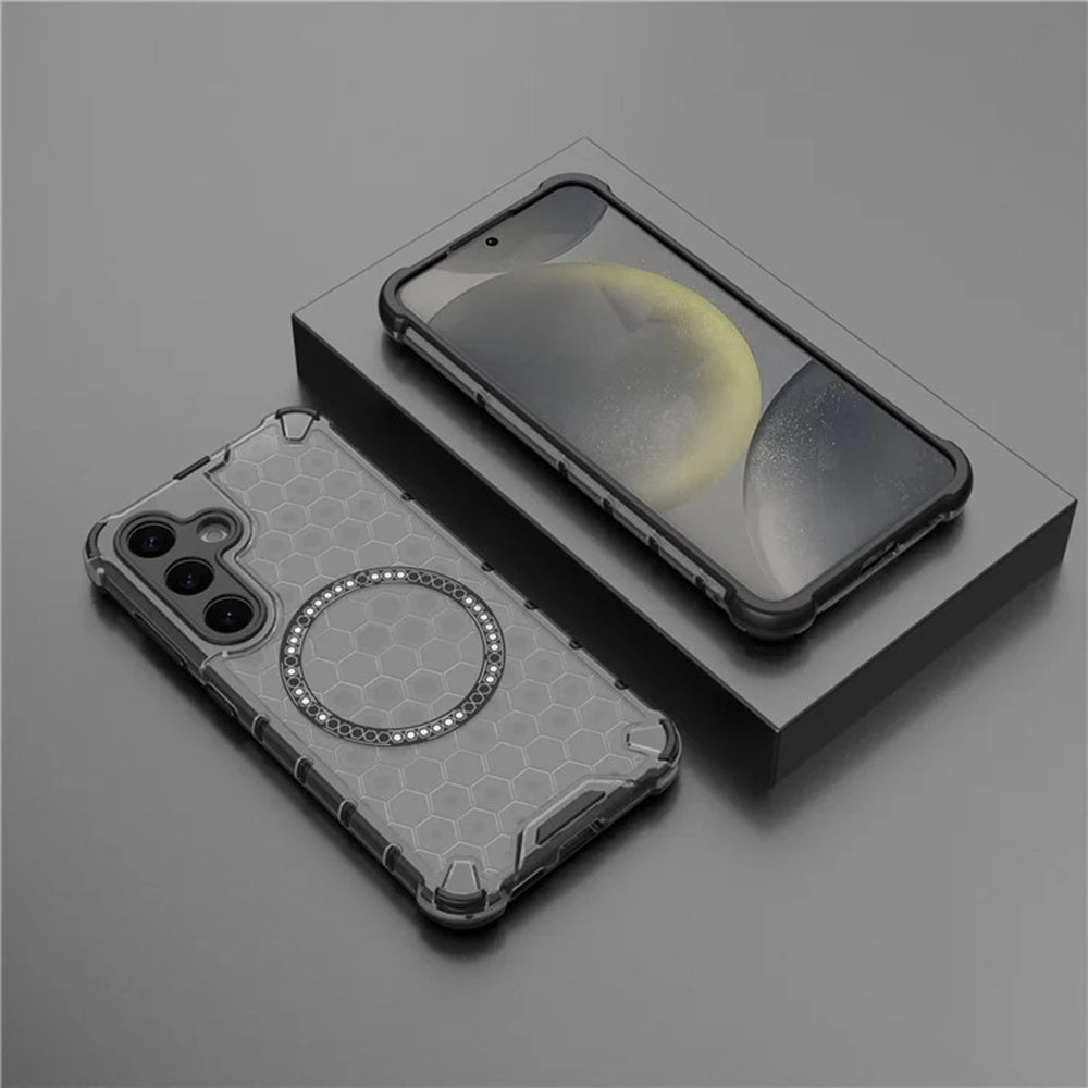 Custodia MagSafe per Samsung Galaxy S25+ S936, Techsuit, HoneyComb Shield, Nera