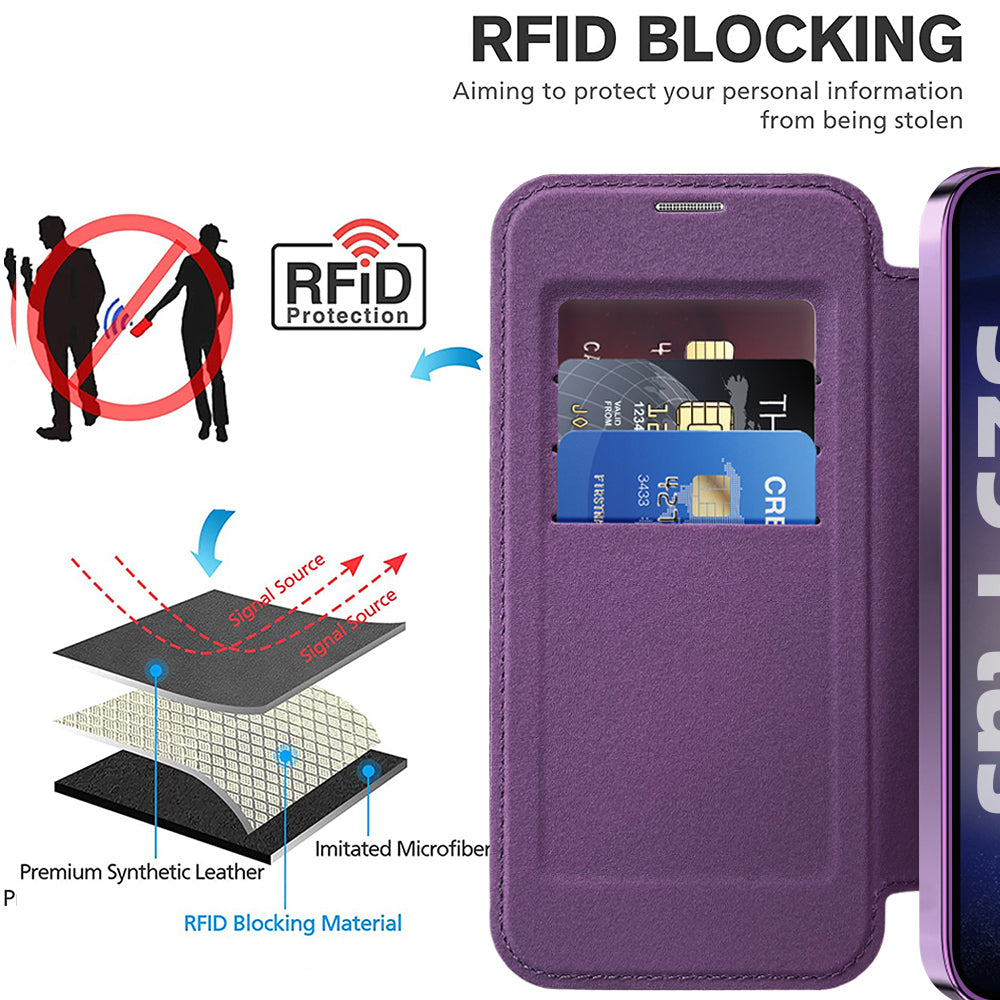 Custodia MagSafe per Samsung Galaxy S25+ S936, Techsuit, SmartMag Book, Viola