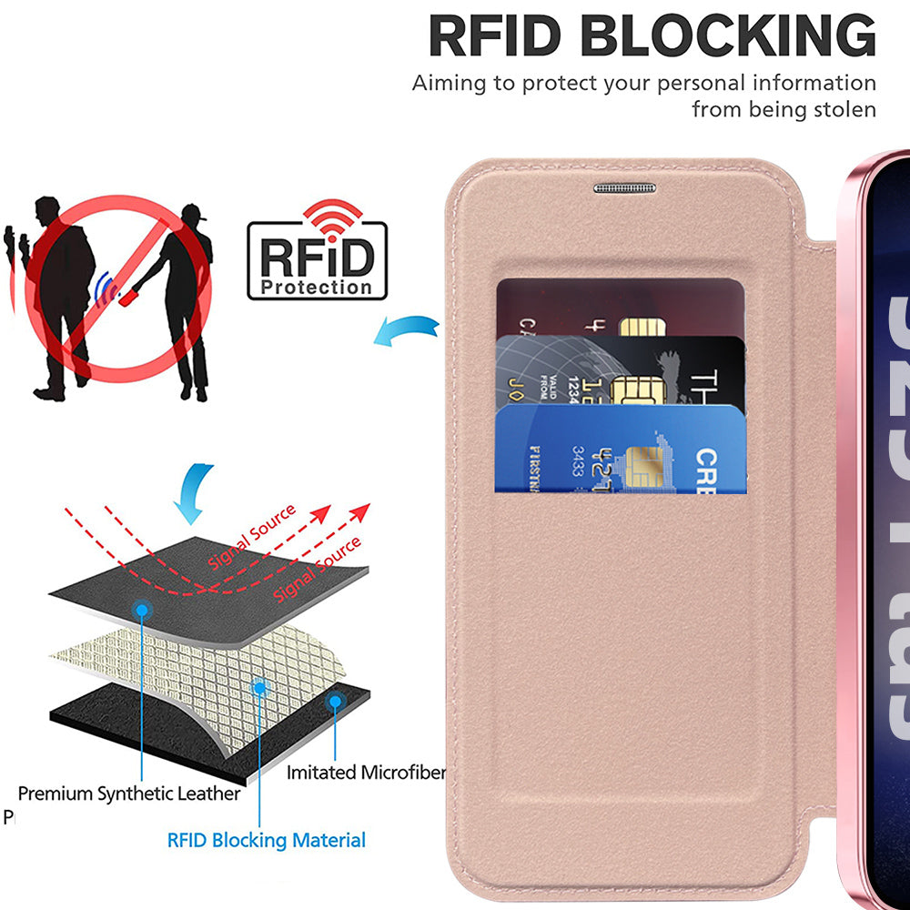 Custodia MagSafe per Samsung Galaxy S25+ S936, Techsuit, SmartMag Book, Rosa