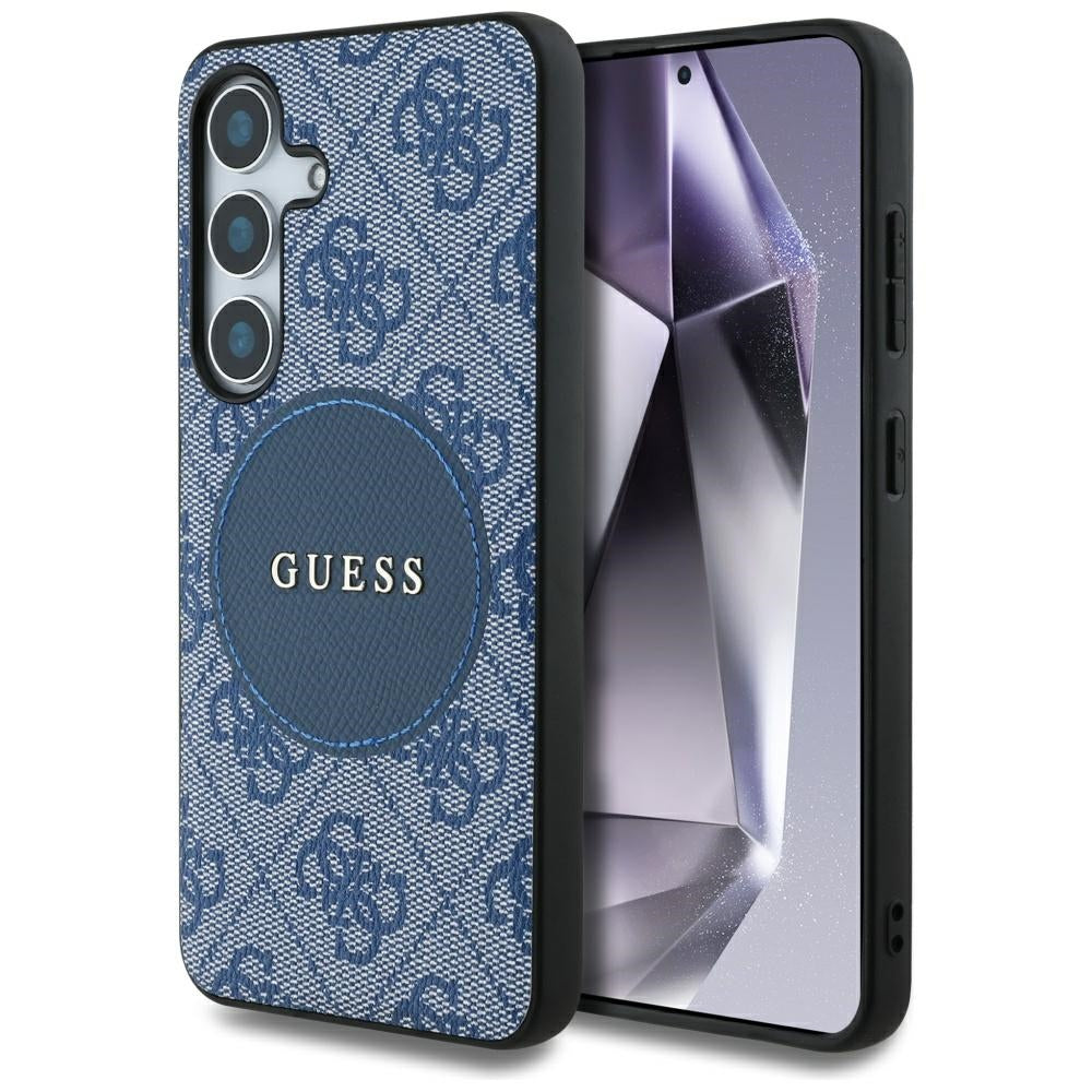 Custodia MagSafe per Samsung Galaxy S25 S931, Guess, 4G Circle Classic Logo, Blu