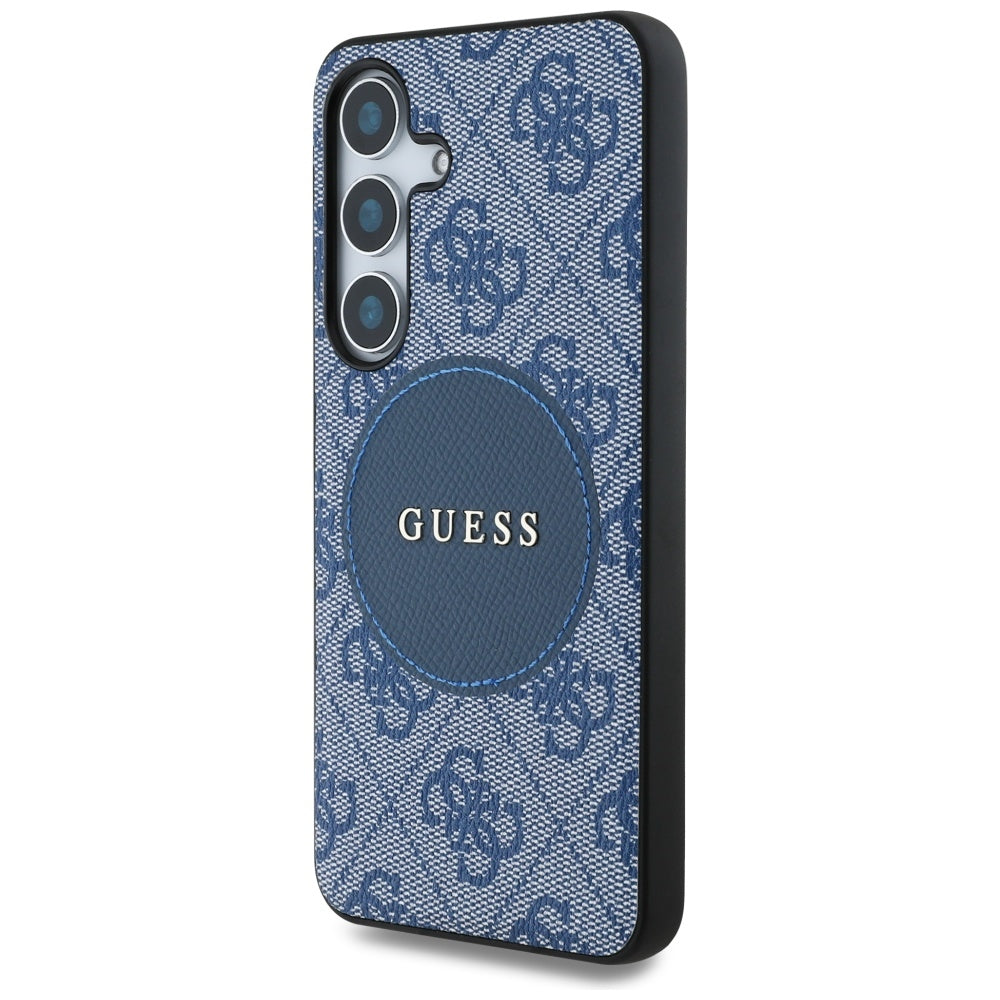 Custodia MagSafe per Samsung Galaxy S25 S931, Guess, 4G Circle Classic Logo, Blu