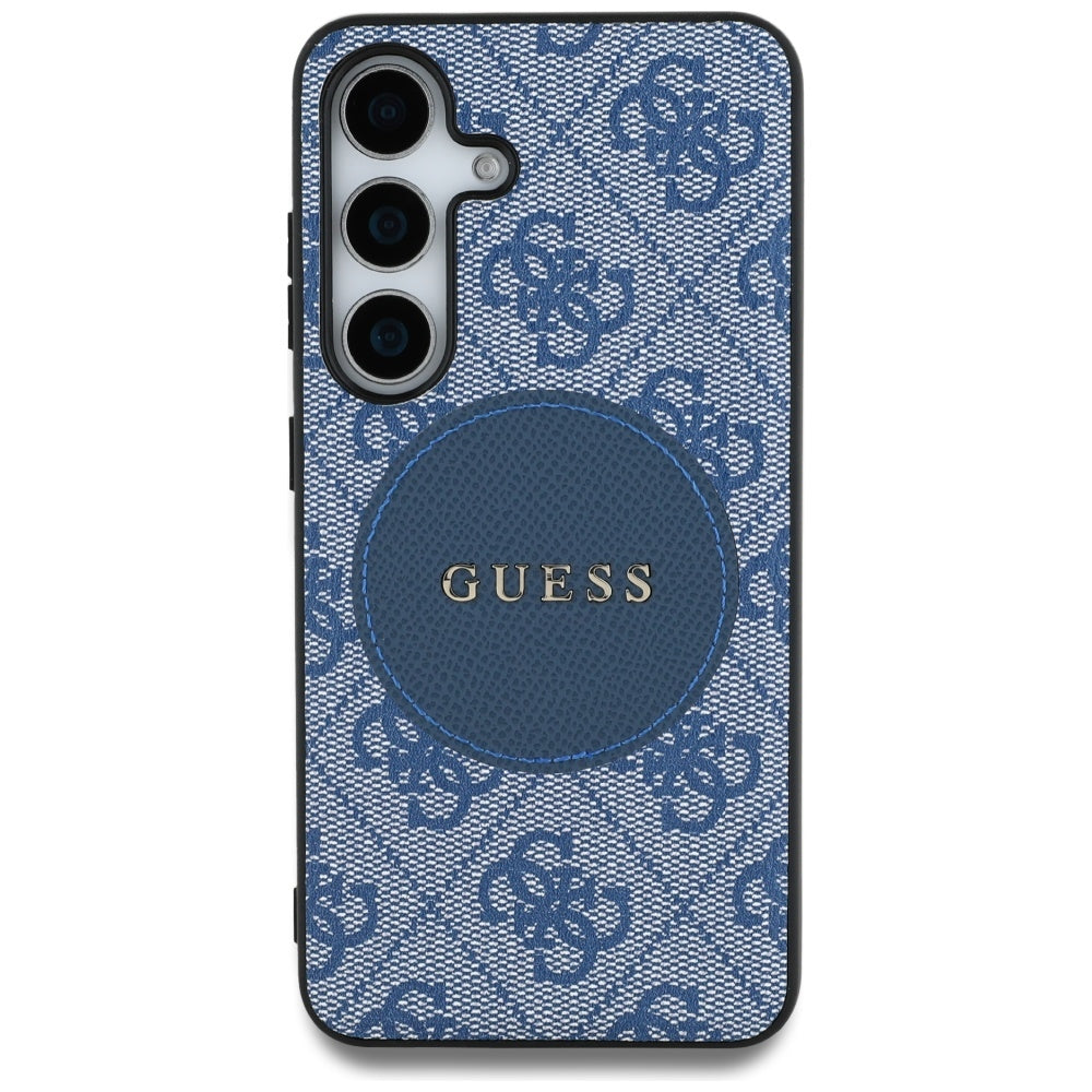 Custodia MagSafe per Samsung Galaxy S25 S931, Guess, 4G Circle Classic Logo, Blu