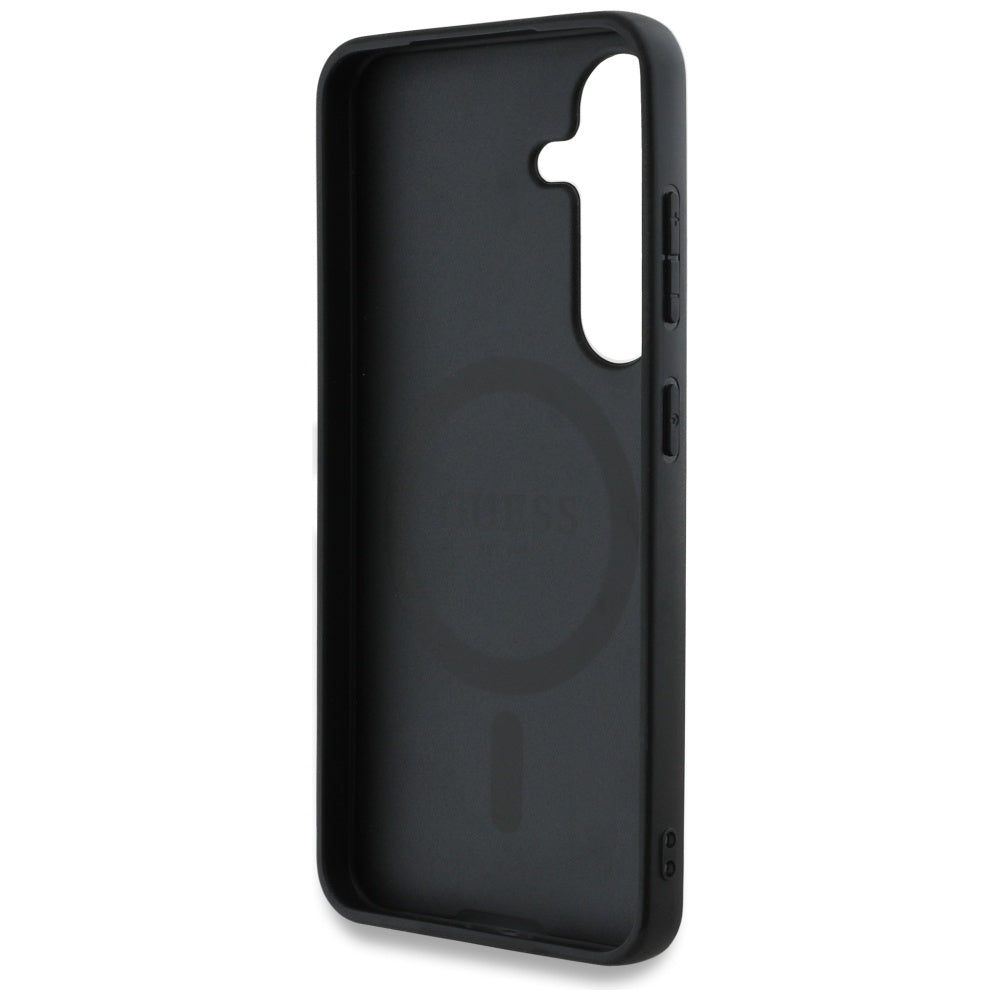 Custodia MagSafe per Samsung Galaxy S25 S931, Guess, 4G Ring Classic Logo, Marrone