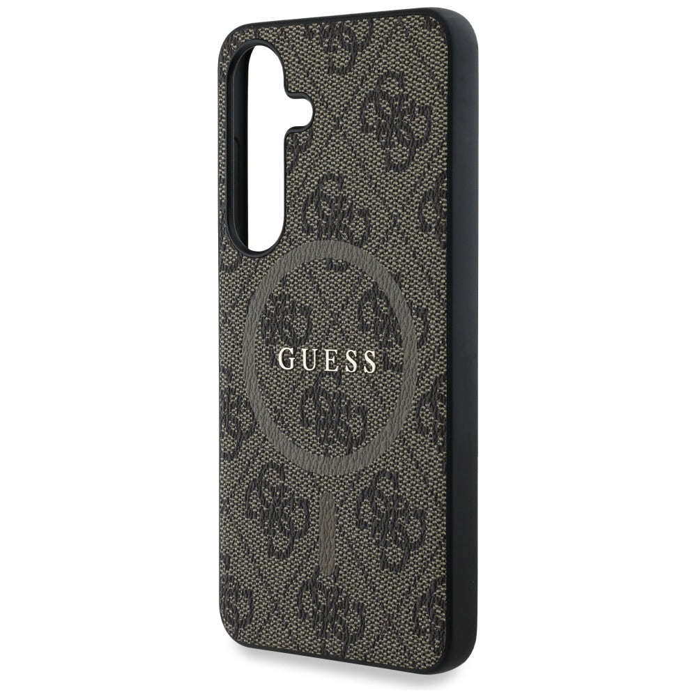 Custodia MagSafe per Samsung Galaxy S25 S931, Guess, 4G Ring Classic Logo, Marrone