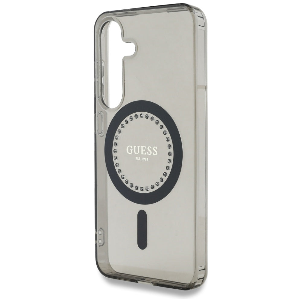 Custodia MagSafe per Samsung Galaxy S25 S931, Guess, IML Rhinestone, Nera