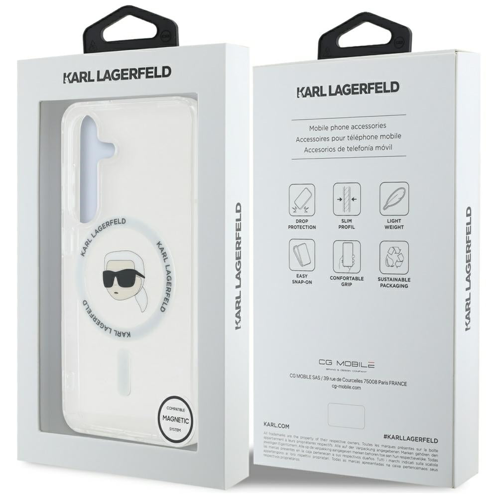 Custodia MagSafe per Samsung Galaxy S25 S931, Karl Lagerfeld, IML Karl's Head, Bianca