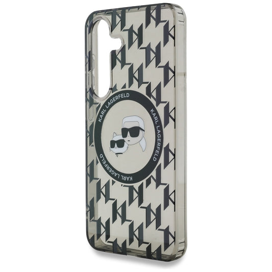 Custodia MagSafe per Samsung Galaxy S25 S931, Karl Lagerfeld, IML Monogram Karl & Choupette's Heads, Nera