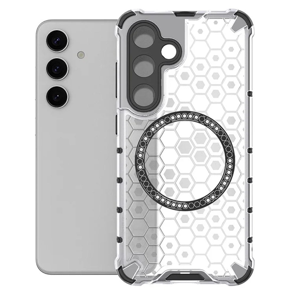 Custodia MagSafe per Samsung Galaxy S25 S931, Techsuit, HoneyComb Shield, Bianca