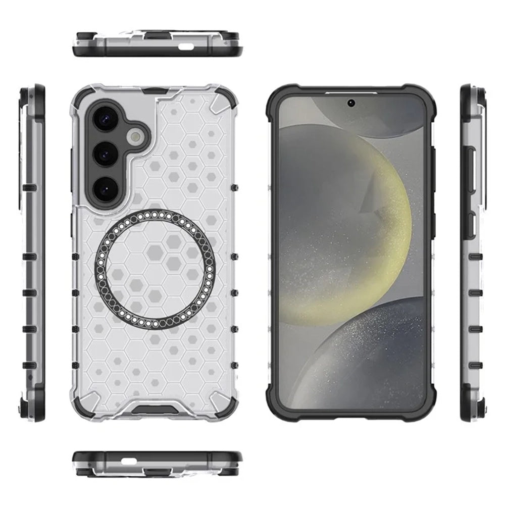 Custodia MagSafe per Samsung Galaxy S25 S931, Techsuit, HoneyComb Shield, Bianca