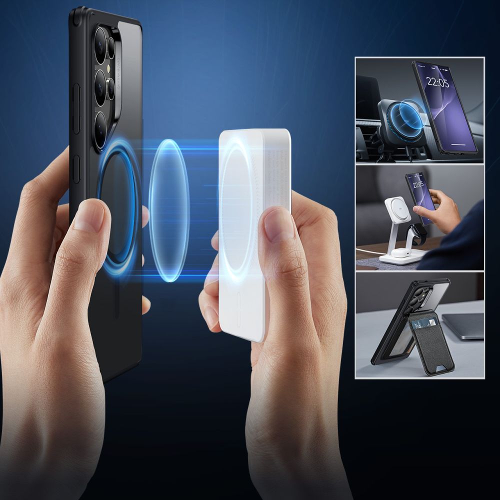 Custodia MagSafe per Samsung Galaxy S25 Ultra S938, ESR, Classic Hybrid, Nera Trasparente