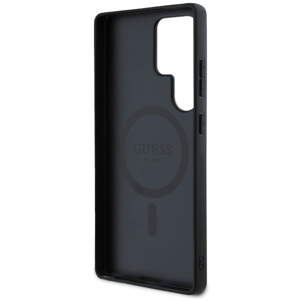 Custodia MagSafe per Samsung Galaxy S25 Ultra S938, Guess, 4G Ring Classic Logo, Marrone