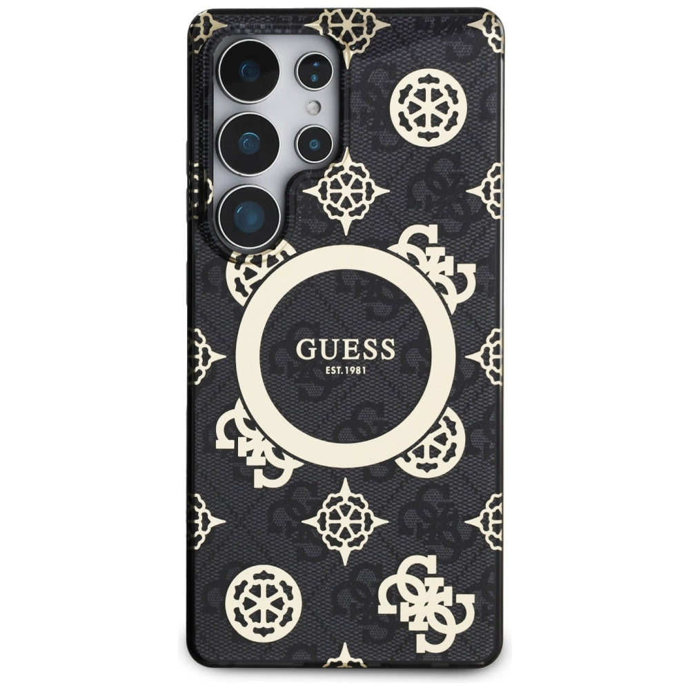 Custodia MagSafe per Samsung Galaxy S25 Ultra S938, Guess, IML Peony On 4G Background, Nera