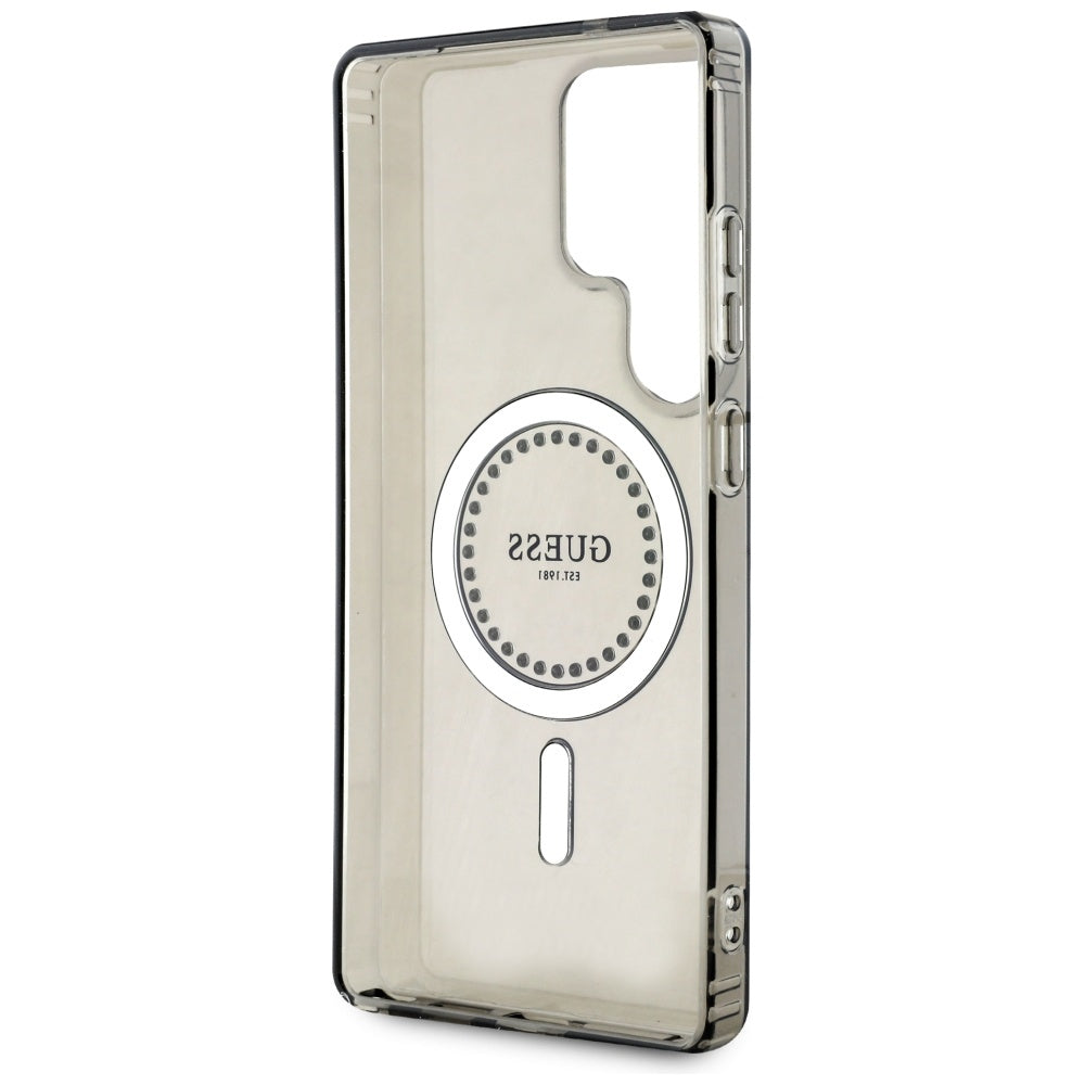 Custodia MagSafe per Samsung Galaxy S25 Ultra S938, Guess, IML Rhinestone, Nera