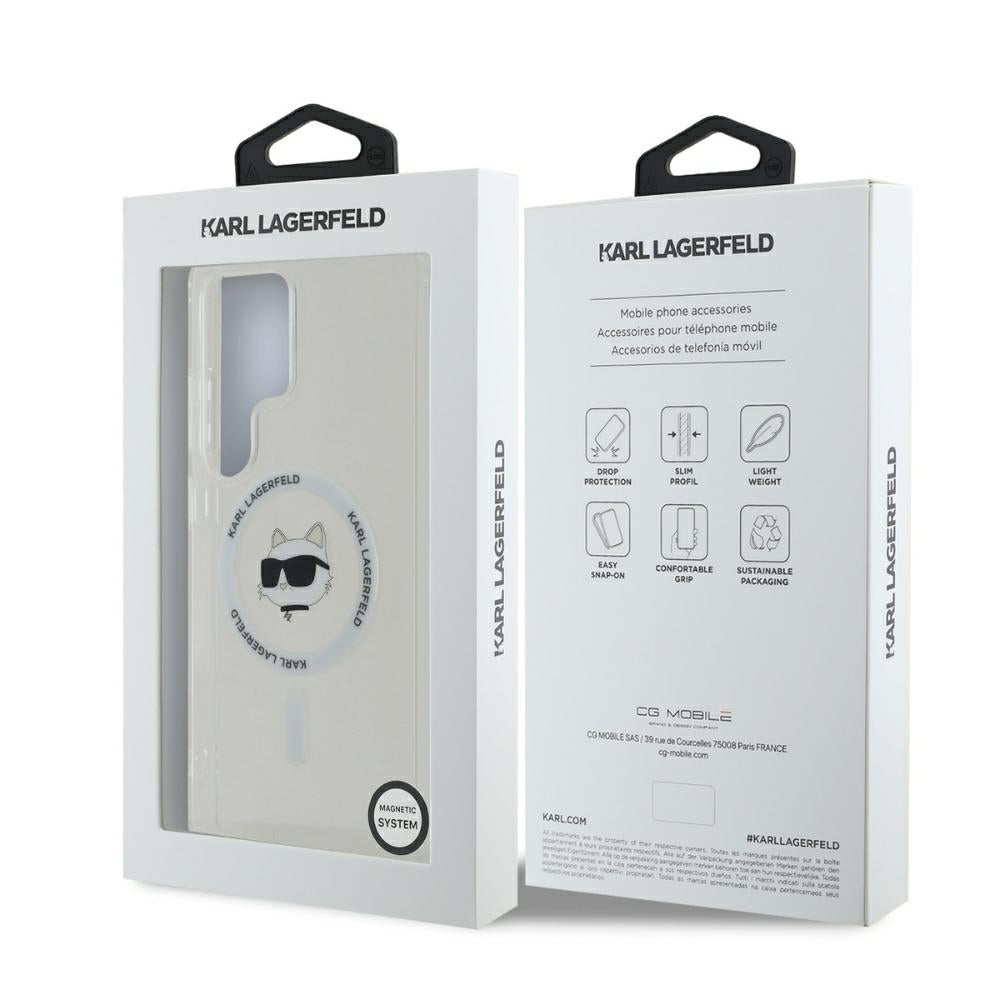 Custodia MagSafe per Samsung Galaxy S25 Ultra S938, Karl Lagerfeld, IML Choupette's Head, Bianca.