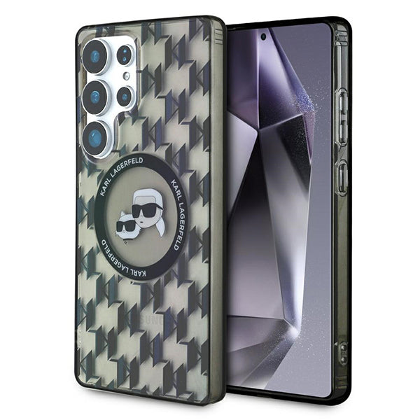 Custodia MagSafe per Samsung Galaxy S25 Ultra S938, Karl Lagerfeld, IML Monogram Karl & Choupette's Heads, Nera