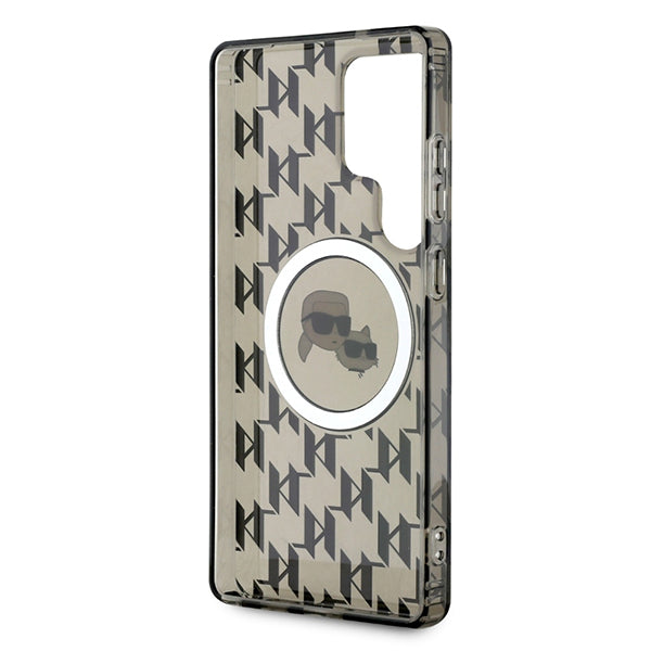 Custodia MagSafe per Samsung Galaxy S25 Ultra S938, Karl Lagerfeld, IML Monogram Karl & Choupette's Heads, Nera