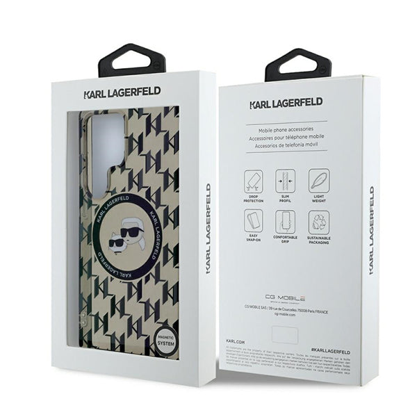 Custodia MagSafe per Samsung Galaxy S25 Ultra S938, Karl Lagerfeld, IML Monogram Karl & Choupette's Heads, Nera