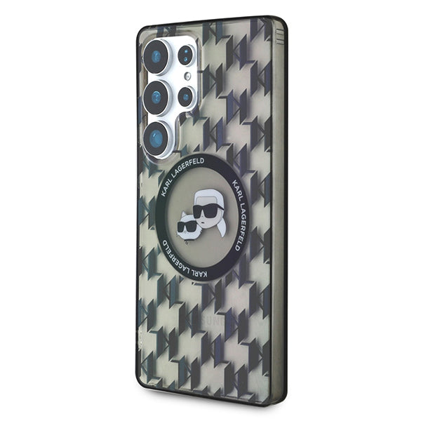 Custodia MagSafe per Samsung Galaxy S25 Ultra S938, Karl Lagerfeld, IML Monogram Karl & Choupette's Heads, Nera