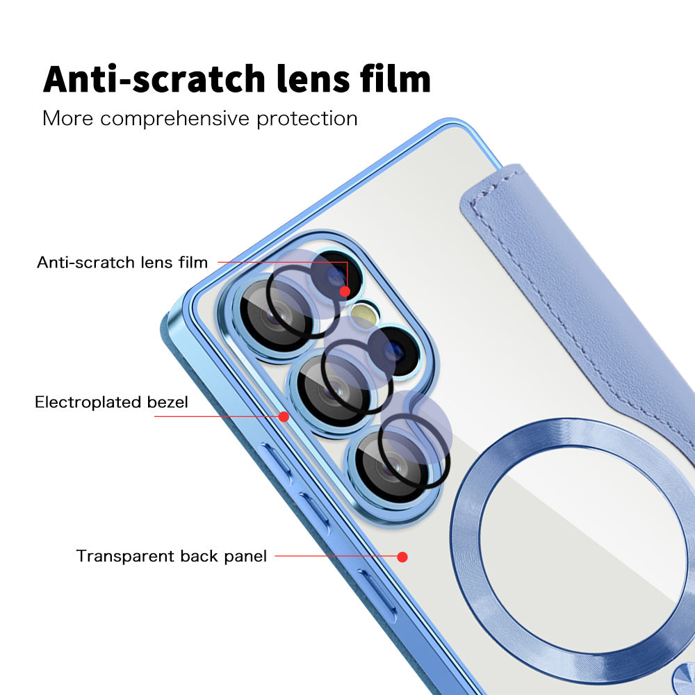 Custodia MagSafe per Samsung Galaxy S25 Ultra S938, Techsuit, SmartMag Book, Blu