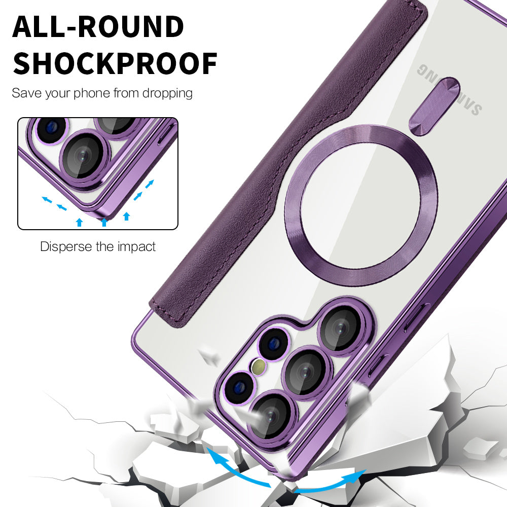 Custodia MagSafe per Samsung Galaxy S25 Ultra S938, Techsuit, SmartMag Book, Viola