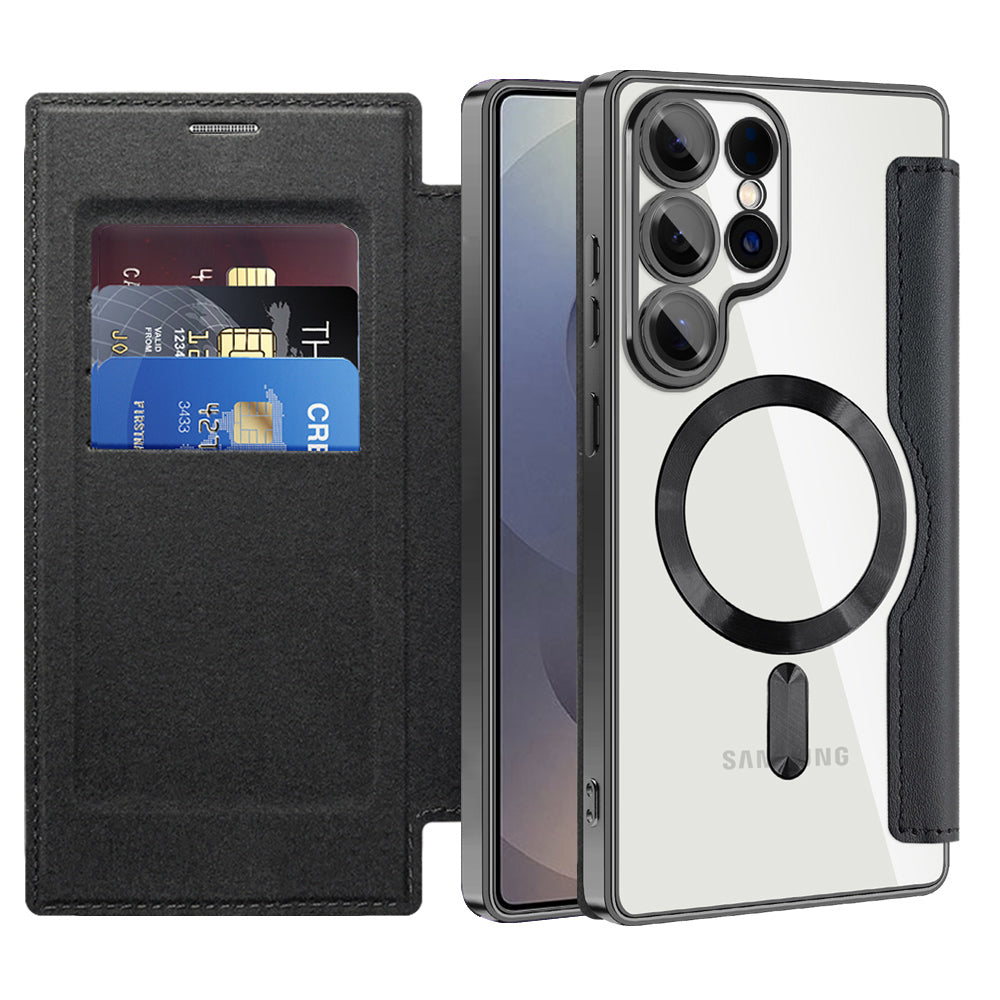 Custodia MagSafe per Samsung Galaxy S25 Ultra S938, Techsuit, SmartMag Book, Nera