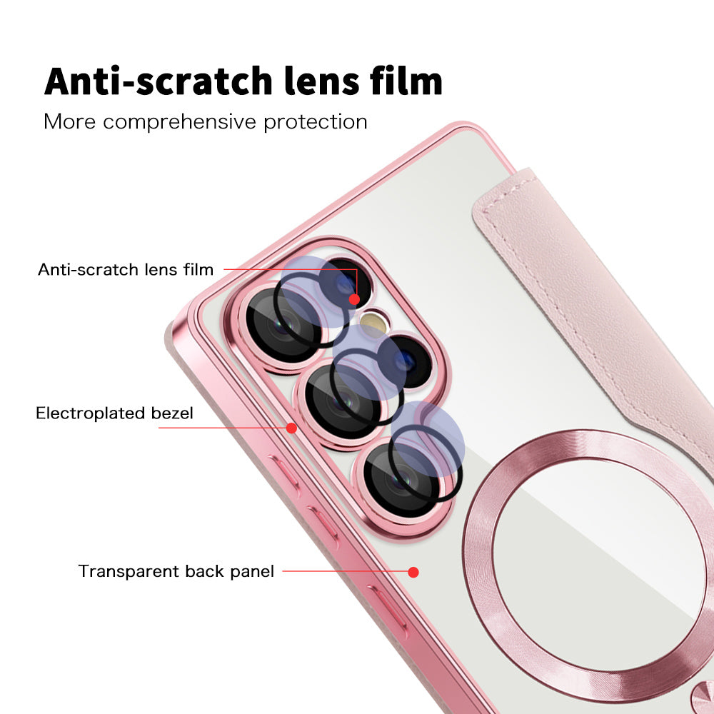Custodia MagSafe per Samsung Galaxy S25 Ultra S938, Techsuit, SmartMag Book, Rosa