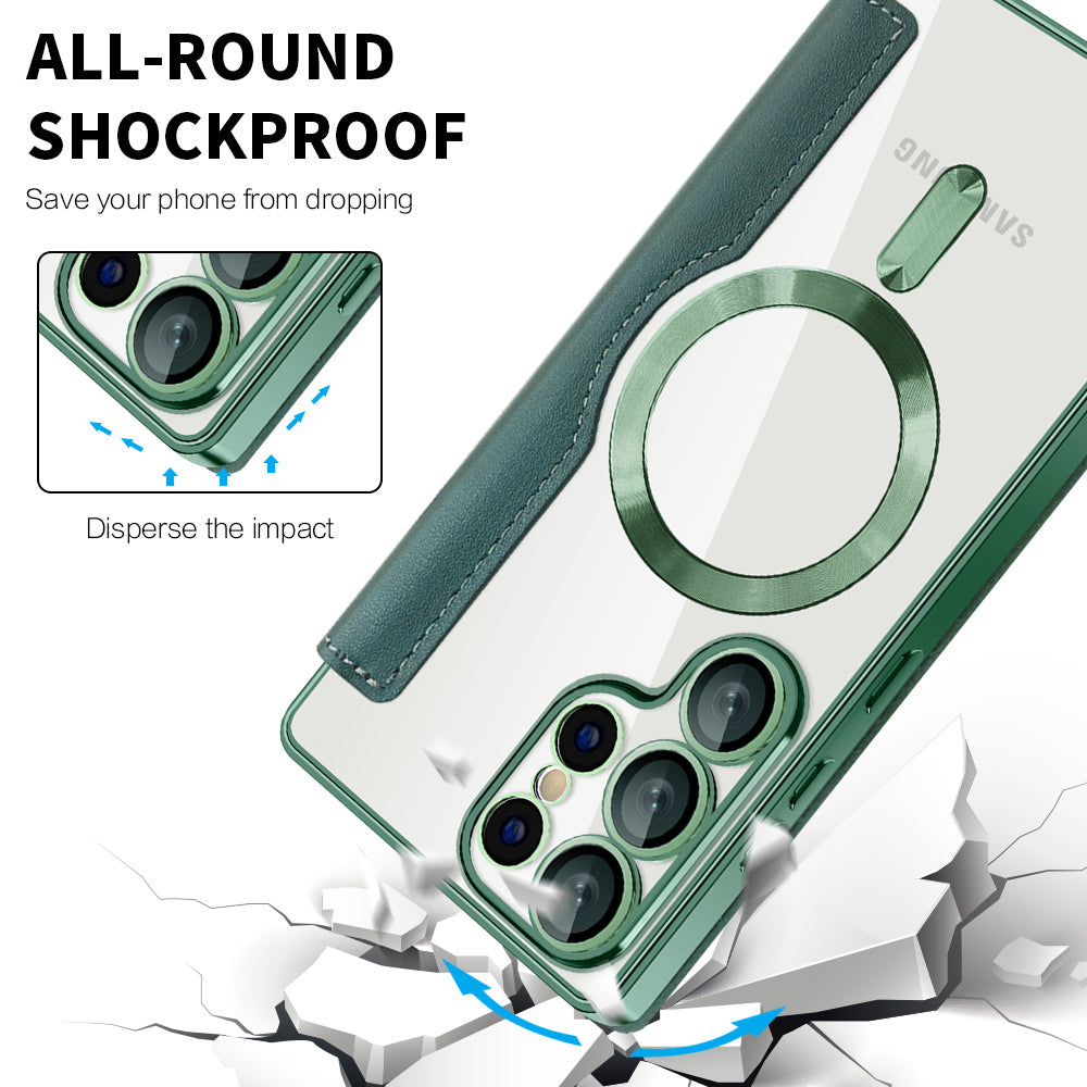 Custodia MagSafe per Samsung Galaxy S25 Ultra S938, Techsuit, SmartMag Book, Verde