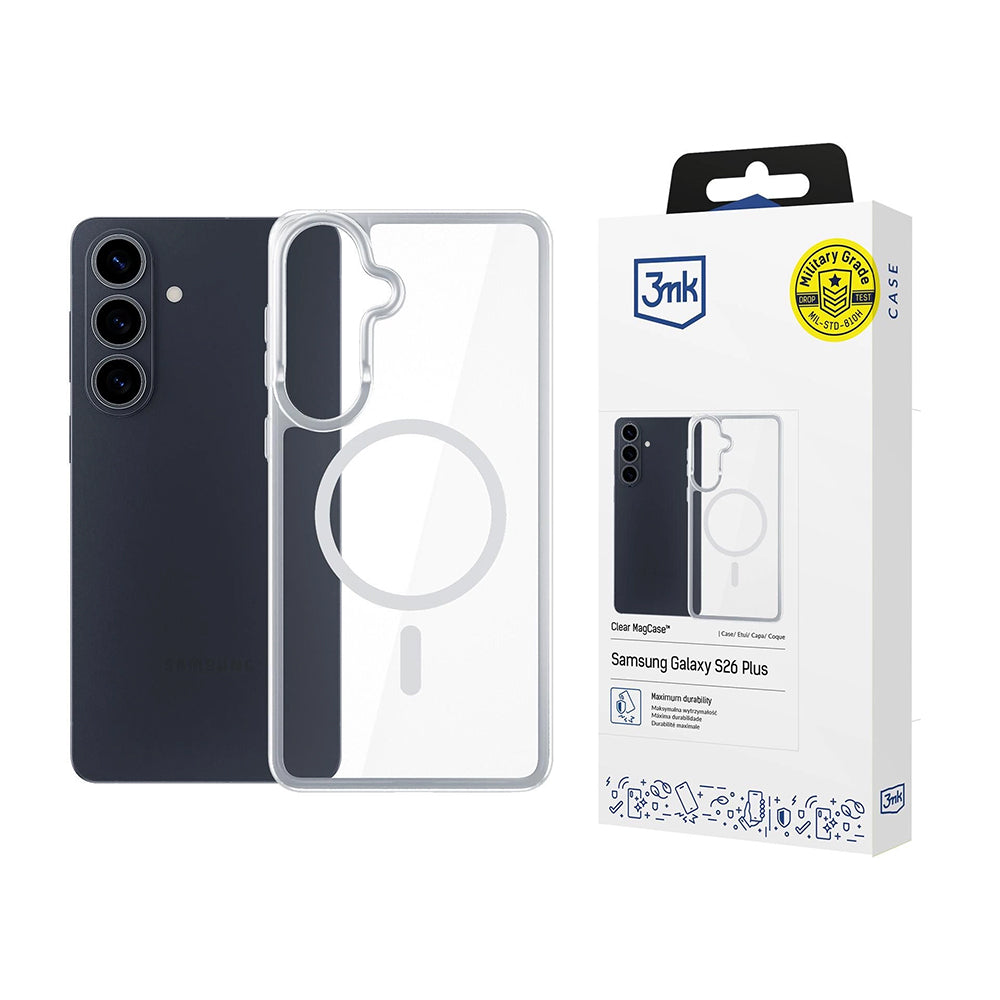 Custodia MagSafe per Samsung Galaxy S26 Plus S947, 3MK, Armor MagCase, Trasparente