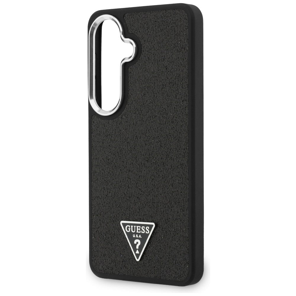 Custodia MagSafe per Samsung Galaxy S26 Plus S947, Guess, Logo Triangolo Glitter Fisso, Nera