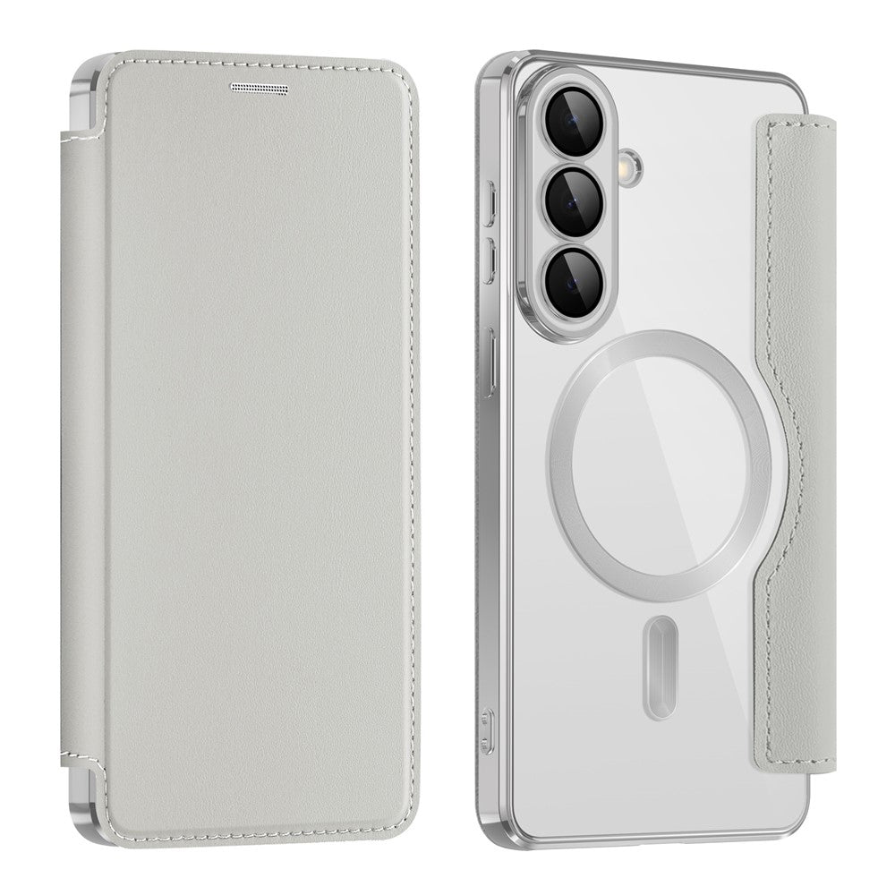 Custodia MagSafe per Samsung Galaxy S26 Plus, Techsuit, SmartMag Book, Grigio