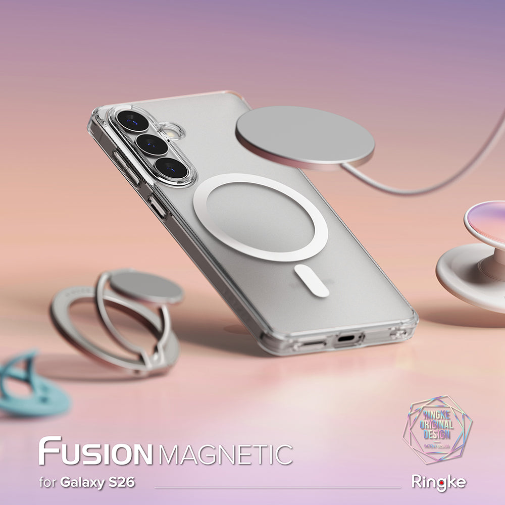 Custodia MagSafe per Samsung Galaxy S26 S942, Ringke, Fusion, Trasparente Opaca