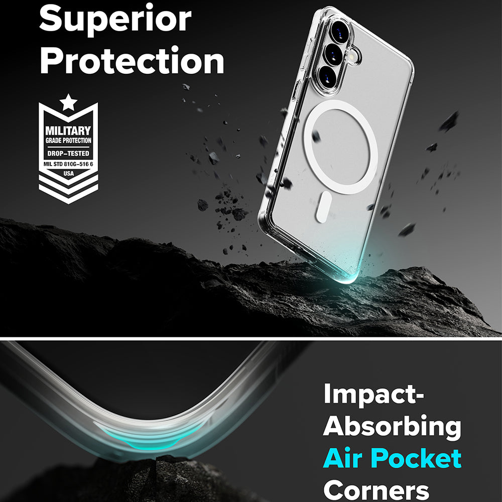 Custodia MagSafe per Samsung Galaxy S26 S942, Ringke, Fusion, Trasparente Opaca