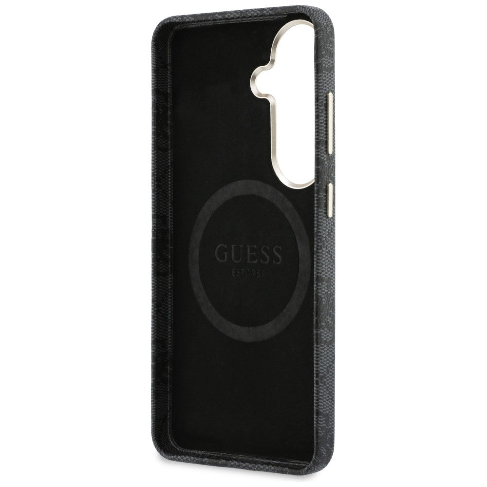 Custodia MagSafe per Samsung Galaxy S26 S942, Guess, 4G Script Logo, Nera